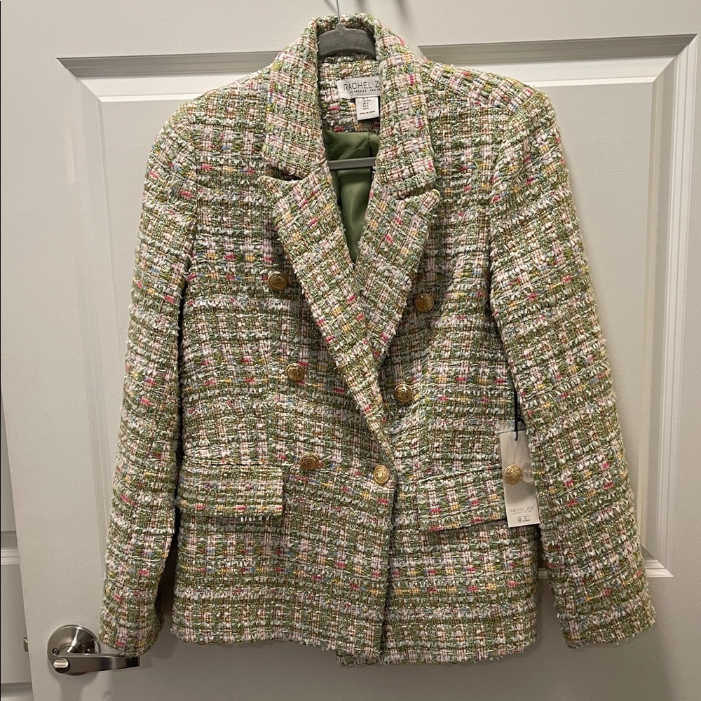 Rachel Zoe Multicolor Tweed Double-Breasted Blazer